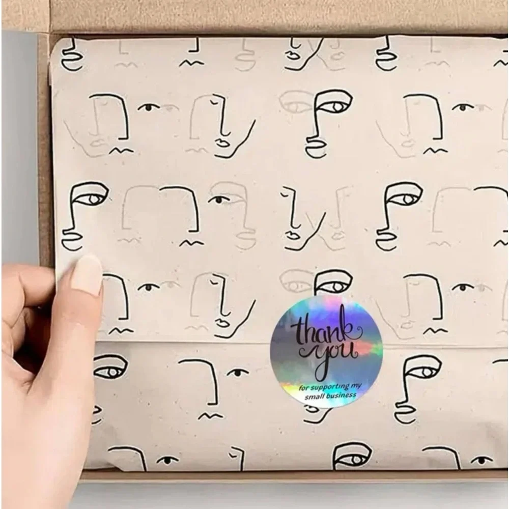 New 500 Pcs Laser Holographic Thank You  Silver Round Business Adhesive Stickers
